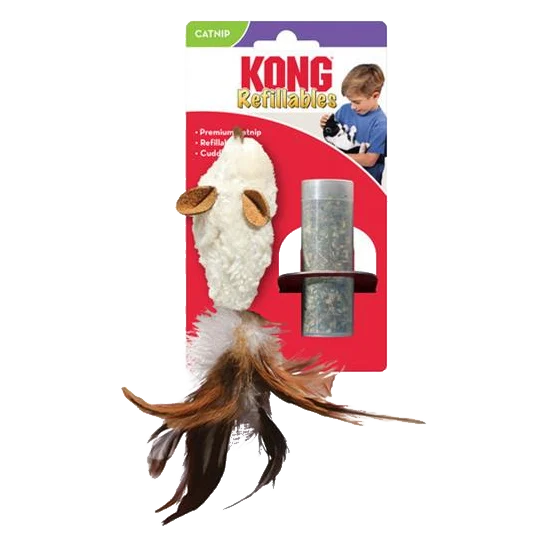 Hračka Kong Cat Refillables Feather Mouse Naplniteľná myš s catnipom a perím, polyester
