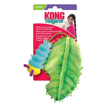 Hračka Kong Cat Flingaroo CATerpillar Húsenica s listom, polypropylene
