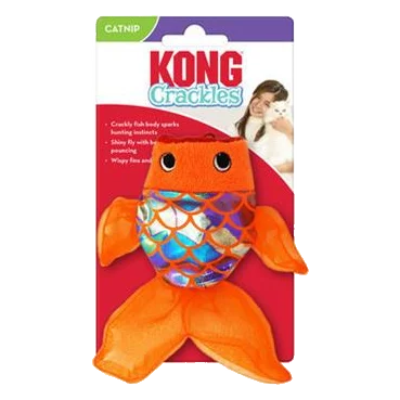 Hračka Kong Cat Crackles Gulpz Ryba, oranžová, polyester