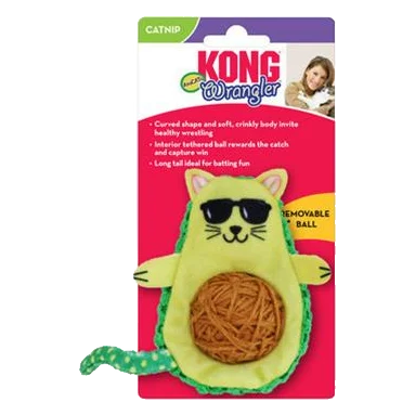 Hračka Kong Cat Avokádo s klbkom, zelené, polyester