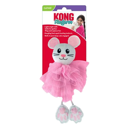 Hračka Kong Cat Flingaroo Tutu Myš, s roľničkami, modro ružová, polyester