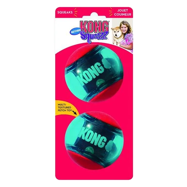 Hračka Kong Dog Squeezz Action Lopta s pískatkom, guma termoplastická, L (2ks/bal.)