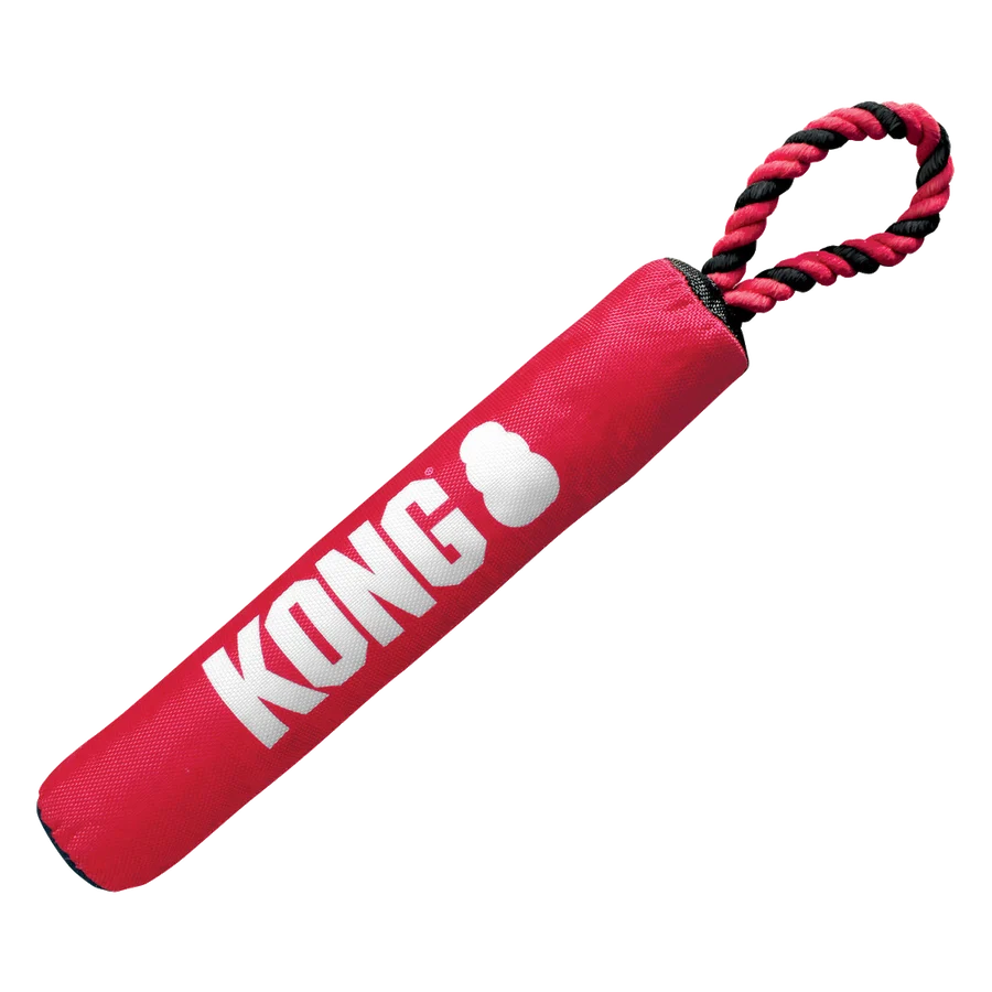Hračka Kong Dog Signature Preťahovadlo s lanom, pískacie, polyester, červené M