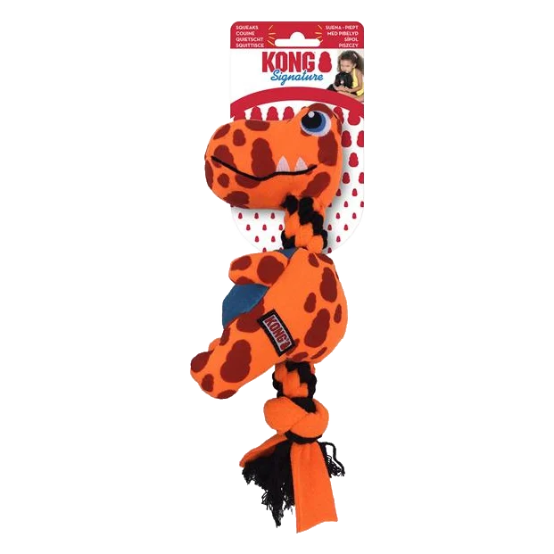 Hračka Kong Dog Signature Dynos Dino s pískatkom mix M polyester