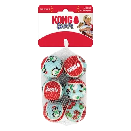 Hračka Kong Dog Holiday Airdog Lopta s pískatkom tenis, guma vulkanizovaná, bal. 6 kusov, S