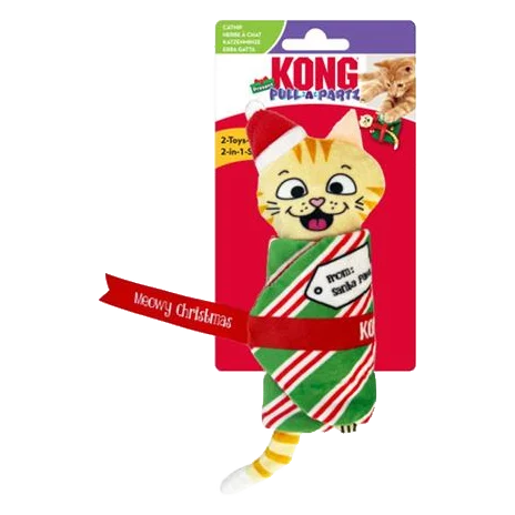 Hračka Kong Cat Holiday Pull-A-Partz Present s catnipoom, polyester