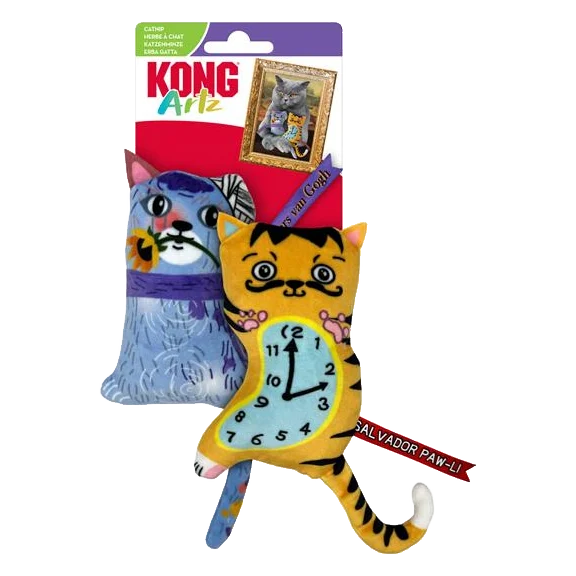 Hračka Kong Cat Artz Dali/van Gogh s kocúrnikom 2 ks polyester