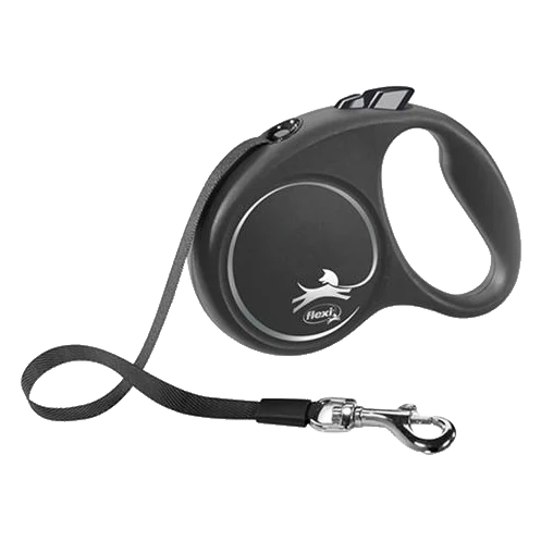 Vodítko Flexi Black Design páska M 5 m čierne (do 25 kg)