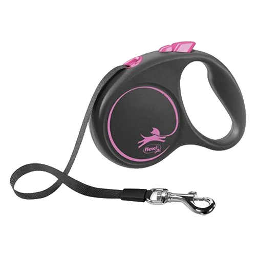 Vodítko Flexi Black Design páska L 5 m ružové (do 50 kg)