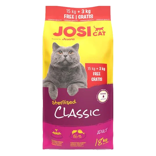 JosiCat Cat Sterilised Classic 15 kg + 3 kg