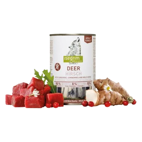 ISEGRIM dog Adult Deer with Sunchoke, Cowberries & Wild Herbs bal. 6 x 400 g konzerva