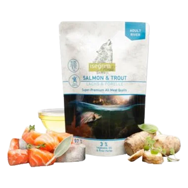 ISEGRIM dog Adult Isegrim Roots, Salmon & Trout bal. 7 x 410 g kapsičky