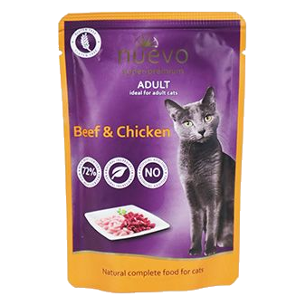 NUEVO cat kapsička Adult Hovädzie/Kura 85g