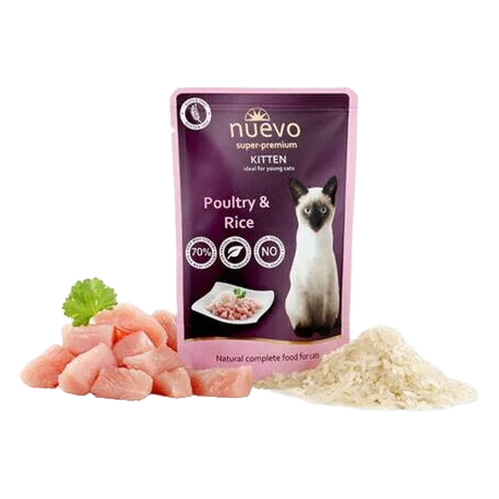 NUEVO cat Kitten Poultry with Rice bal. 16 x 85 g kapsičky