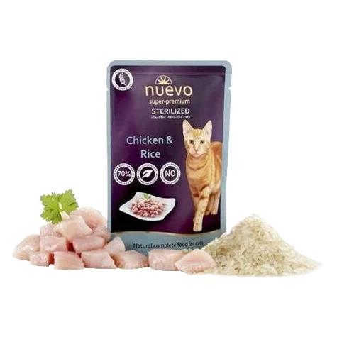 NUEVO cat Sterilized Chicken with Rice bal. 16 x 85 g kapsičky