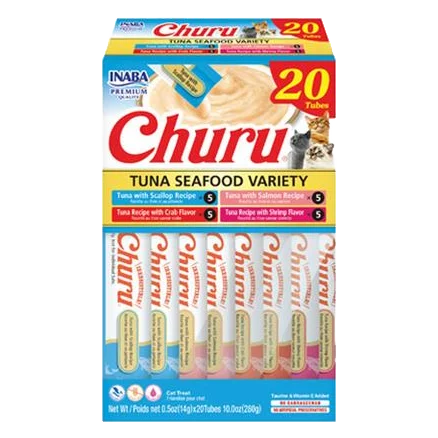 Pamlsok Inaba Churu cat Tuniak s morskými plodami 4 príchute 20 túb 280 g