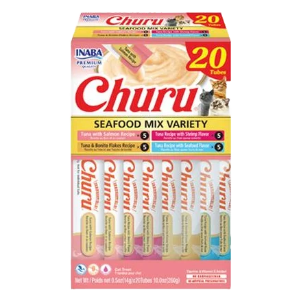 Pamlsok Inaba Churu cat Morské plody 4 príchute 20 túb 280 g