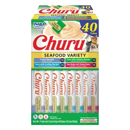 Pamlsok Inaba Churu cat Tuniak s morskými plodami 4 príchute 40 túb 560 g