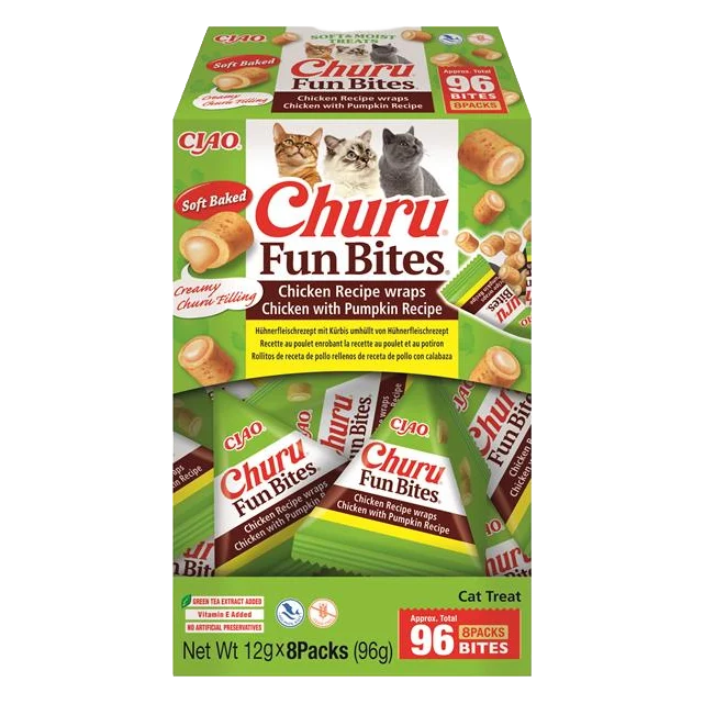 Pamlsok Inaba Churu Fun Bites cat kura s tekvicou 8 x 12 g