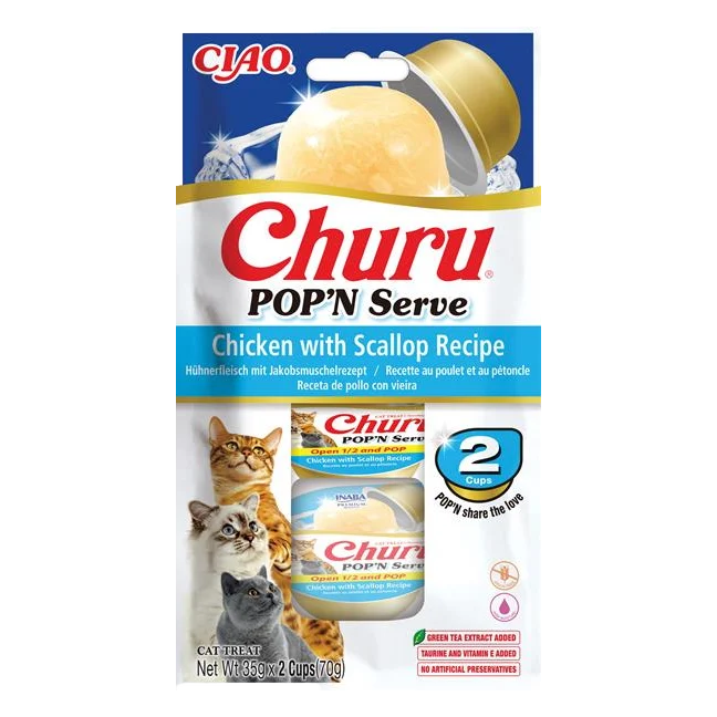 Pamlsok Inaba Churu POP'N Serve cat kura & hrebenatky 2 x 35 g