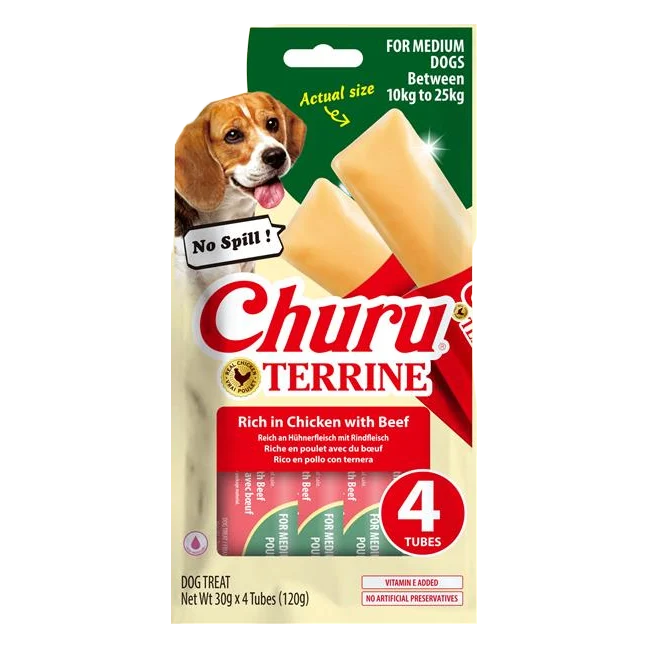 Pamlsok Inaba Churu Terrine dog kura s hovädzím 4 x 30 g