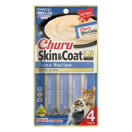 Pamlsok Inaba Churu Skin & Coat cat Tuniak 4 tuby 56 g