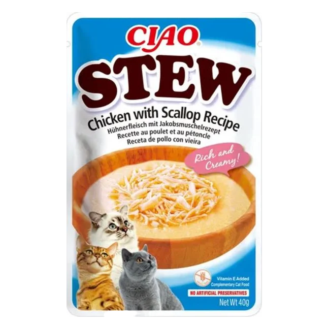 Inaba CIAO Stew Cat Kapsička Kura s hrebenatkou 1 ks 40 g