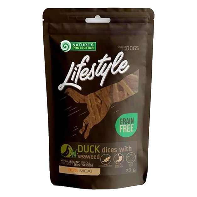 Pamlsok Natures P Lifestyle dog soft duck dices with seaweed 75 g