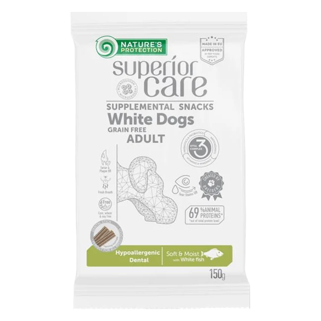 Pamlsok Natures P Superior Care white dog Hypoallergenic Dental Care Grain free white fish 150 g