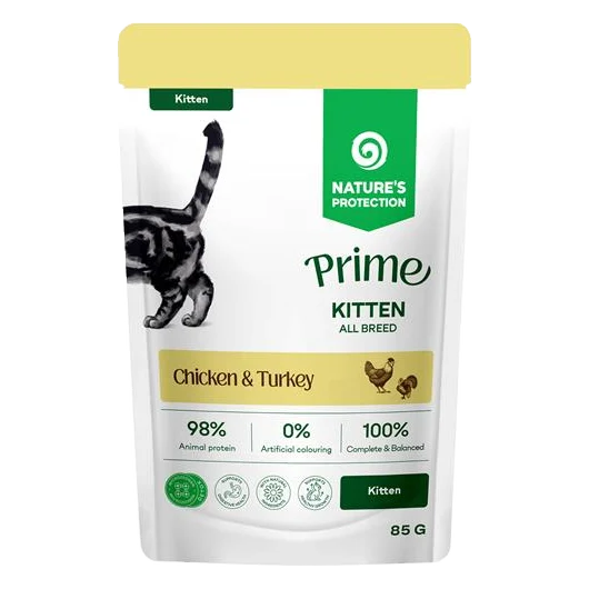 Natures P Prime KAPSIČKA cat kitten GF  chicken&Turkey 85 g