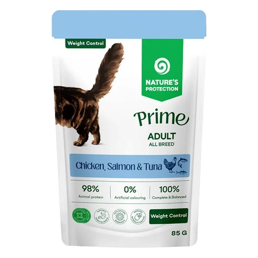 Natures P Prime KAPSIČKA cat adult weight control chicken&salmon&tuna 85 g