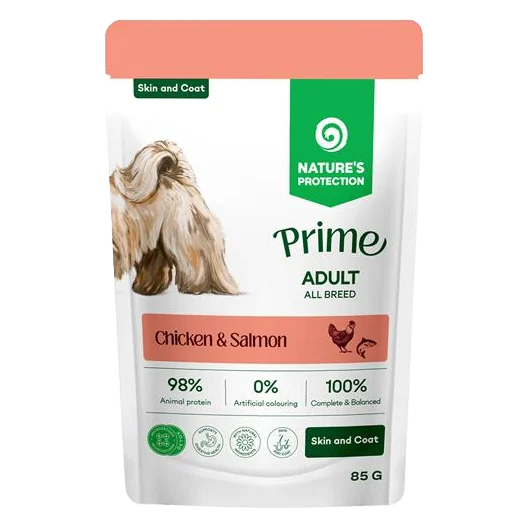 Natures P Prime KAPSIČKA dog adult skin&coat chicken&salmon 85 g