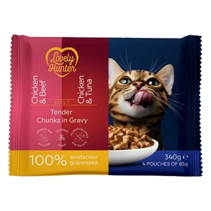 LOVELY HUNTER cat adult KAPSIČKA wet set 4 x 85 g