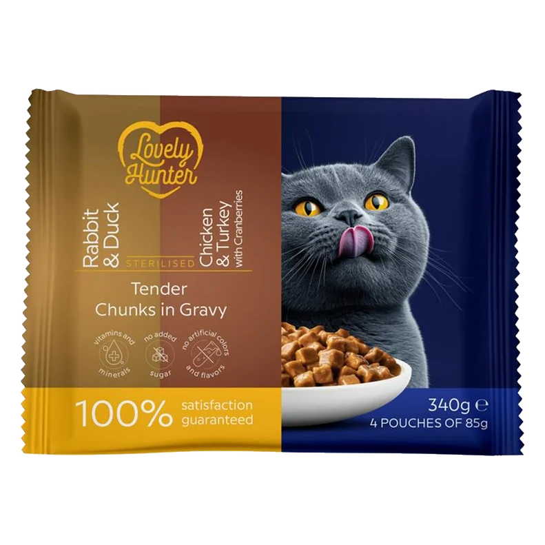 LOVELY HUNTER cat adult serilised KAPSIČKA wet set 4 x 85 g