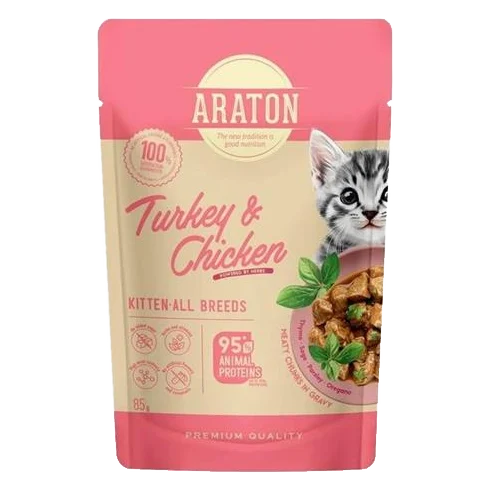 ARATON cat kitten KAPSIČKA wet turkey&chicken 85 g