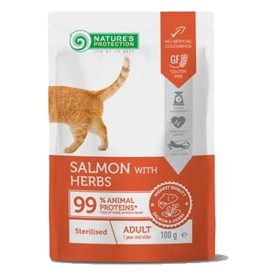 Natures P KAPSIČKY cat adult sterilised salmon & herbs 22 x 100 g