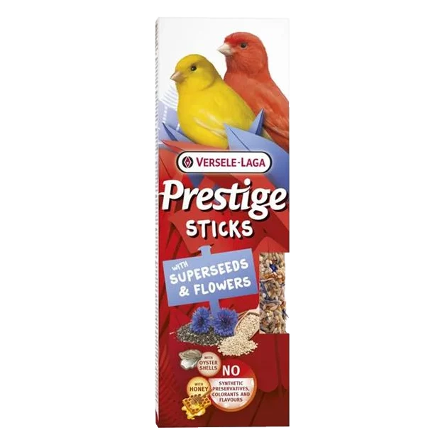 Pamlsok VL Prestige Sticks Canaries with Superseeds & flowers 2 ks- tyčinka pre kanáriky so semenami a kvetmi 60 g