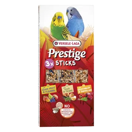 Pamlsok VL Prestige Sticks Small Parakeets Triple Variaty Pack 3 ks- tyčinkypre stredbé papagáje s rôznymi príchuťami  90 g