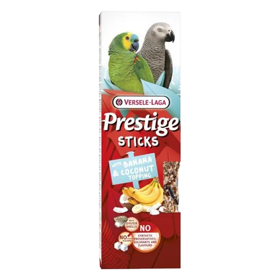 Pamlsok VL Prestige Sticks Parrots with Banana & Coconut topping 2 ks- tyčinka pre veľké papgája s banánom a kokosovou polevou 140 g