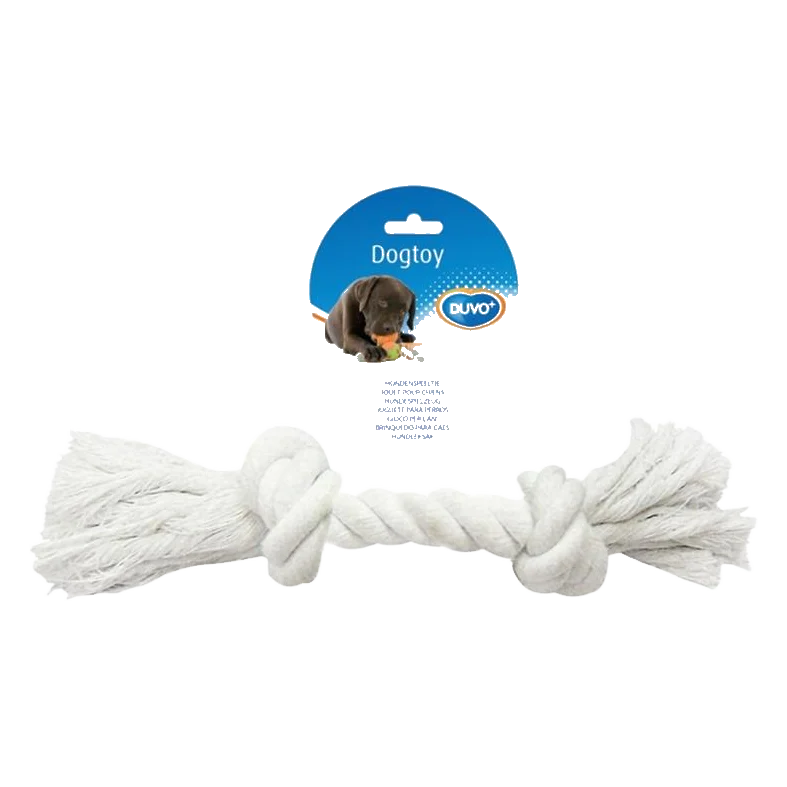 Hračka DUVO+ Lano s 2 uzlami na ťahanie biele XLarge 37 cm