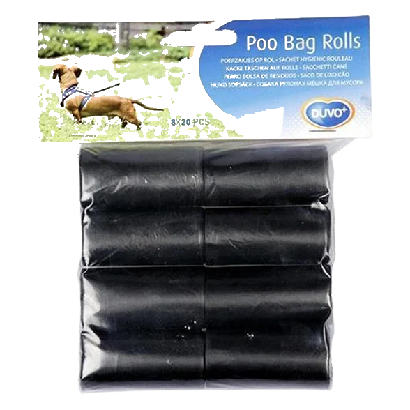 Sáčky DUVO+ na zber psích výkalov čierne 8 x 20 ks