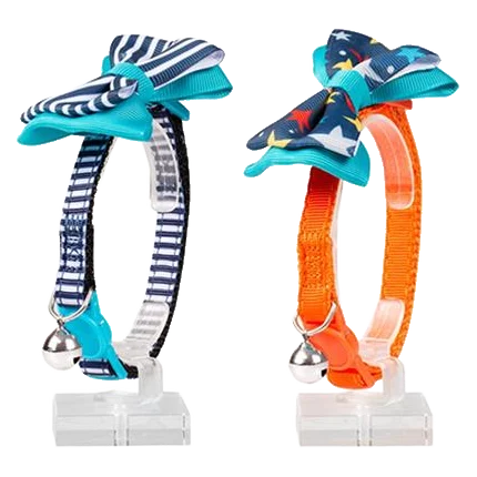 Obojok DUVO+ nylonový s mašľou a rolničkou pre mačku mix farieb 20-30cm/10mm