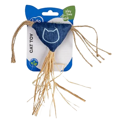 Hračka DUVO+ Eco navy trojuholník so šnúrkami a catnipom pre mačku, 3x18x20cm