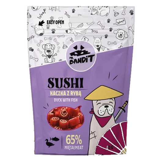 Pamlsok Mr. Bandit sushi duck & fish 80g
