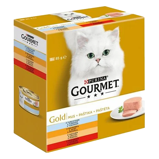 Nestlé GOURMET GOLD Multipack tuniak, pečeň, morka, hovädzie paštéta konz.8x85 g