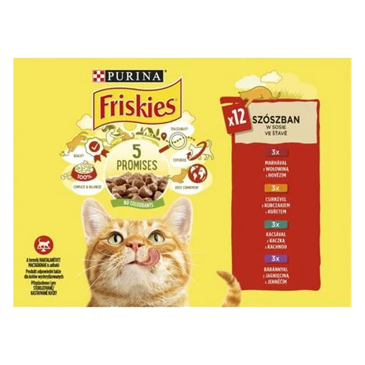 Nestlé Friskies cat Multipack kura&hovädzie&jahňacie&kačica kapsička 12x85 g