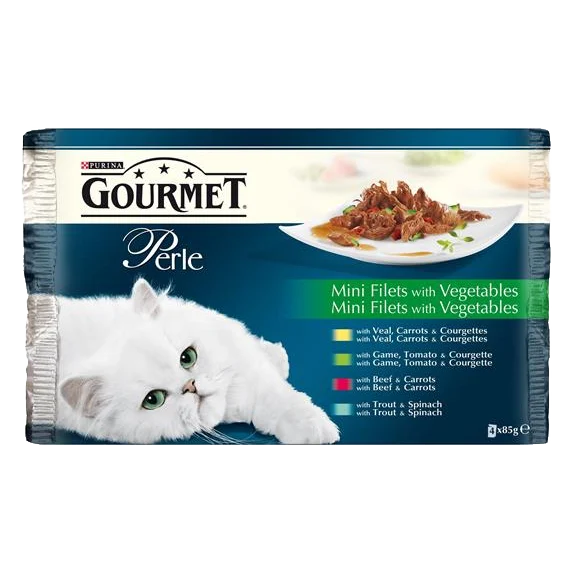 Nestlé GOURMET PERLE cat Multipack v šťave so zeleninou kapsička 4x85 g