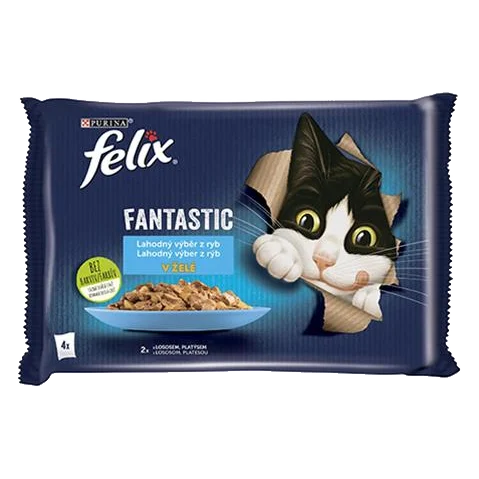 Nestlé FELIX Fantastic cat Multipack losos&platesa želé kapsička 4x85 g
