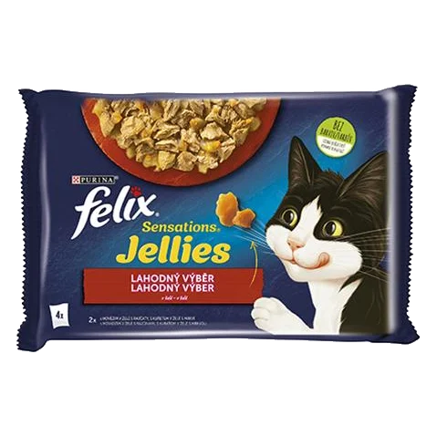 Nestlé FELIX Sensations cat Multipack hovädzie & kura v želé kapsička 4x85 g