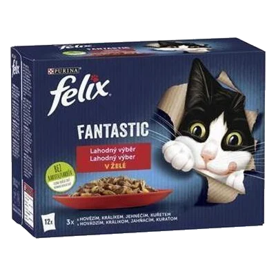 Nestlé FELIX Fantastic cat Multipack hovädzie, hydina, zelená fazulka & jahňa, kura, rajčiny & morka, kačka v želé kapsička 12x85 g